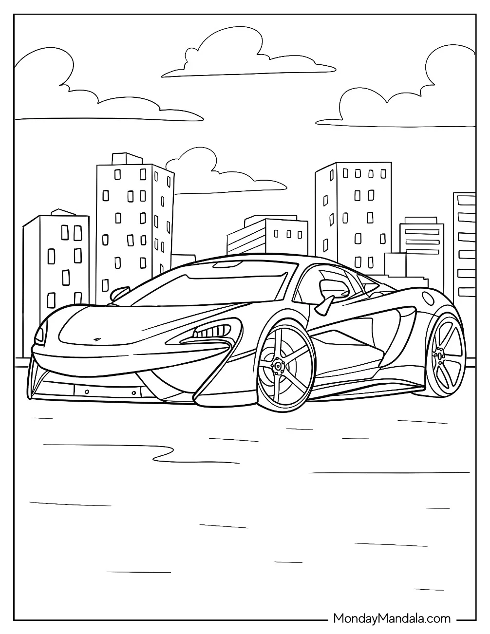 Parked McLaren 570S Coloring Page coloring page — printable line art