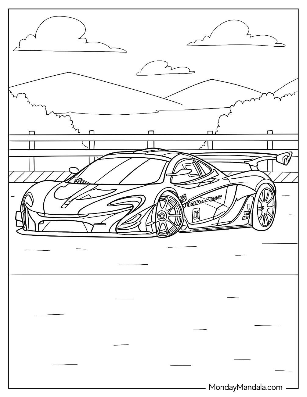 Race Car McLaren P1 GTR coloring page