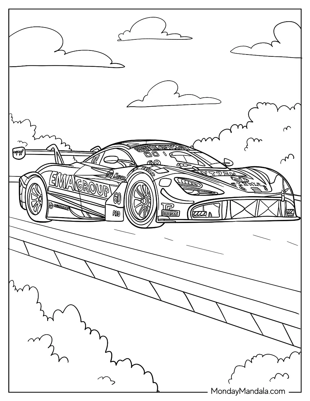 Realistic McLaren 720S GT3 Coloring Page coloring page