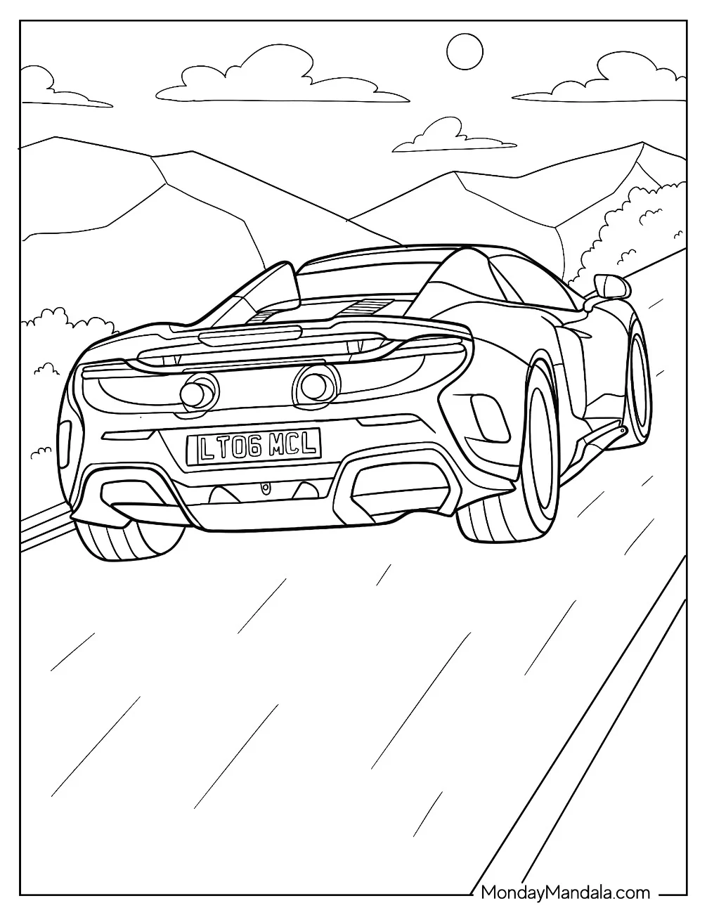 Rear View Of McLaren 675LT coloring page