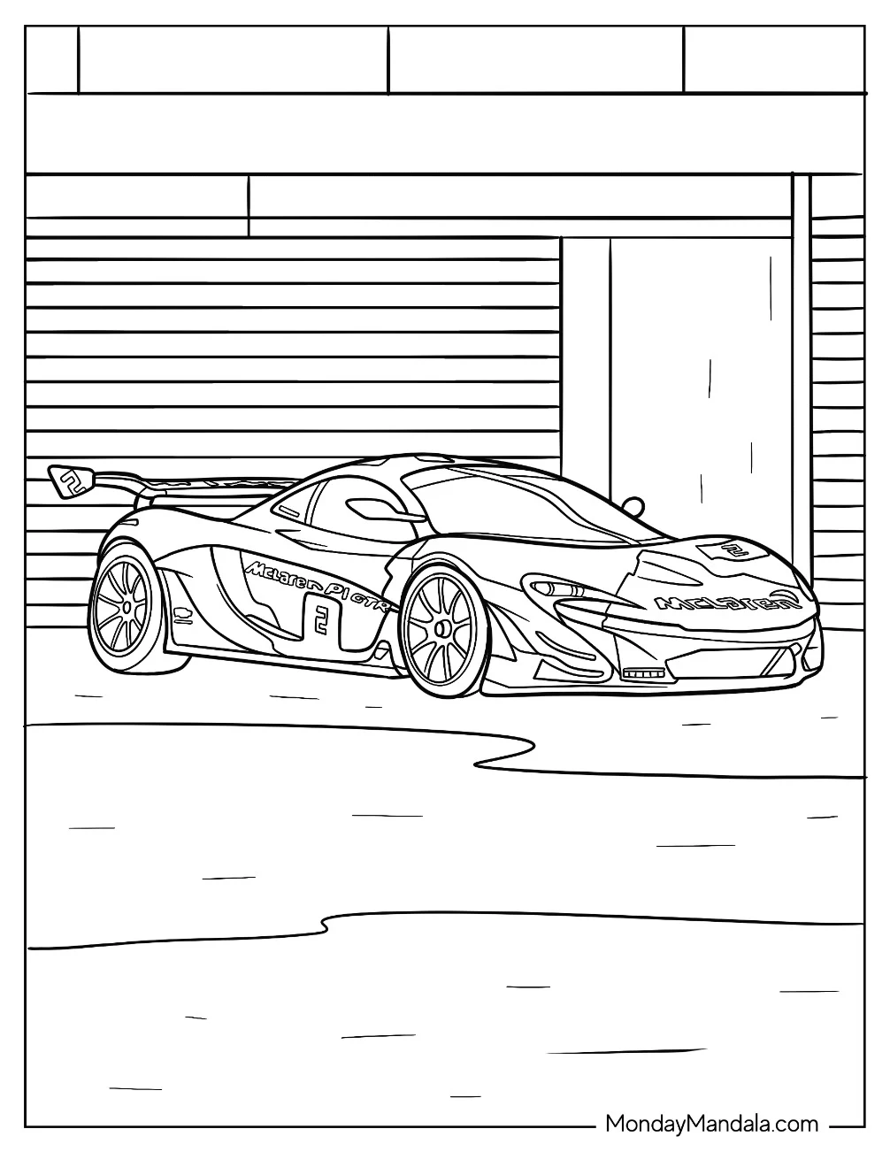 Side View Of McLaren 720S Race Car Coloring Page coloring page