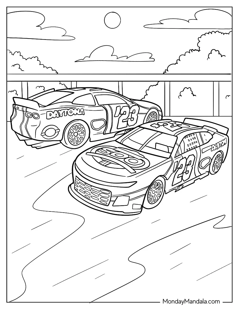 NASCAR Coloring Page Of Daytona Chevrolet Camaro Side To Side coloring page