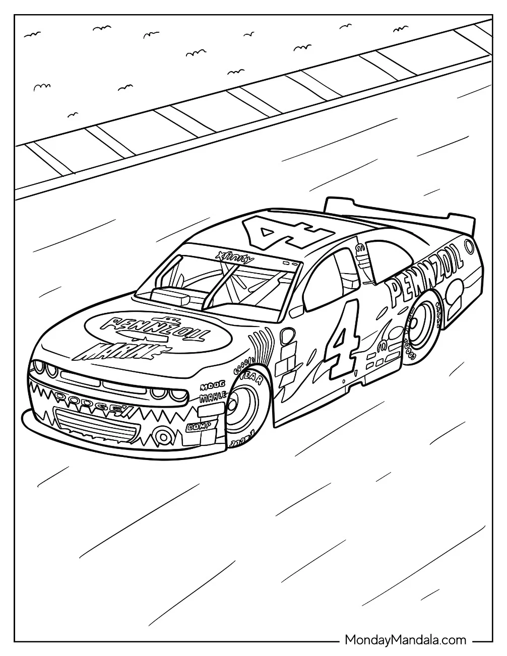 NASCAR Coloring Page Wrangler Chevrolet Racing coloring page — printable line art