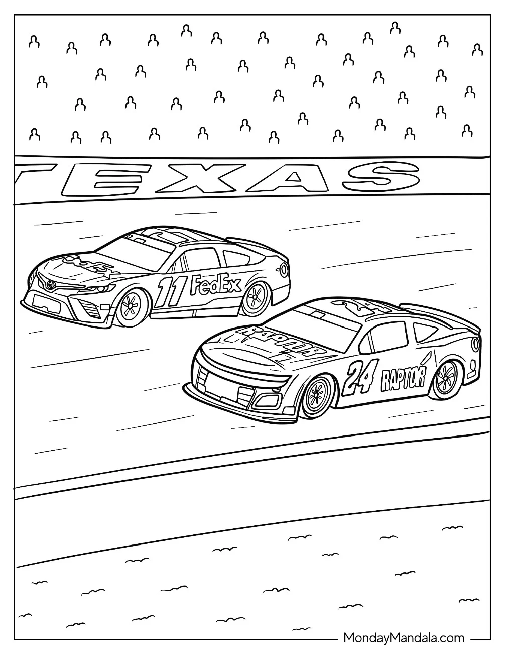 No 11 FedEx Toyota Racing No 24 Raptor Chevrolet NASCAR Coloring Page coloring page