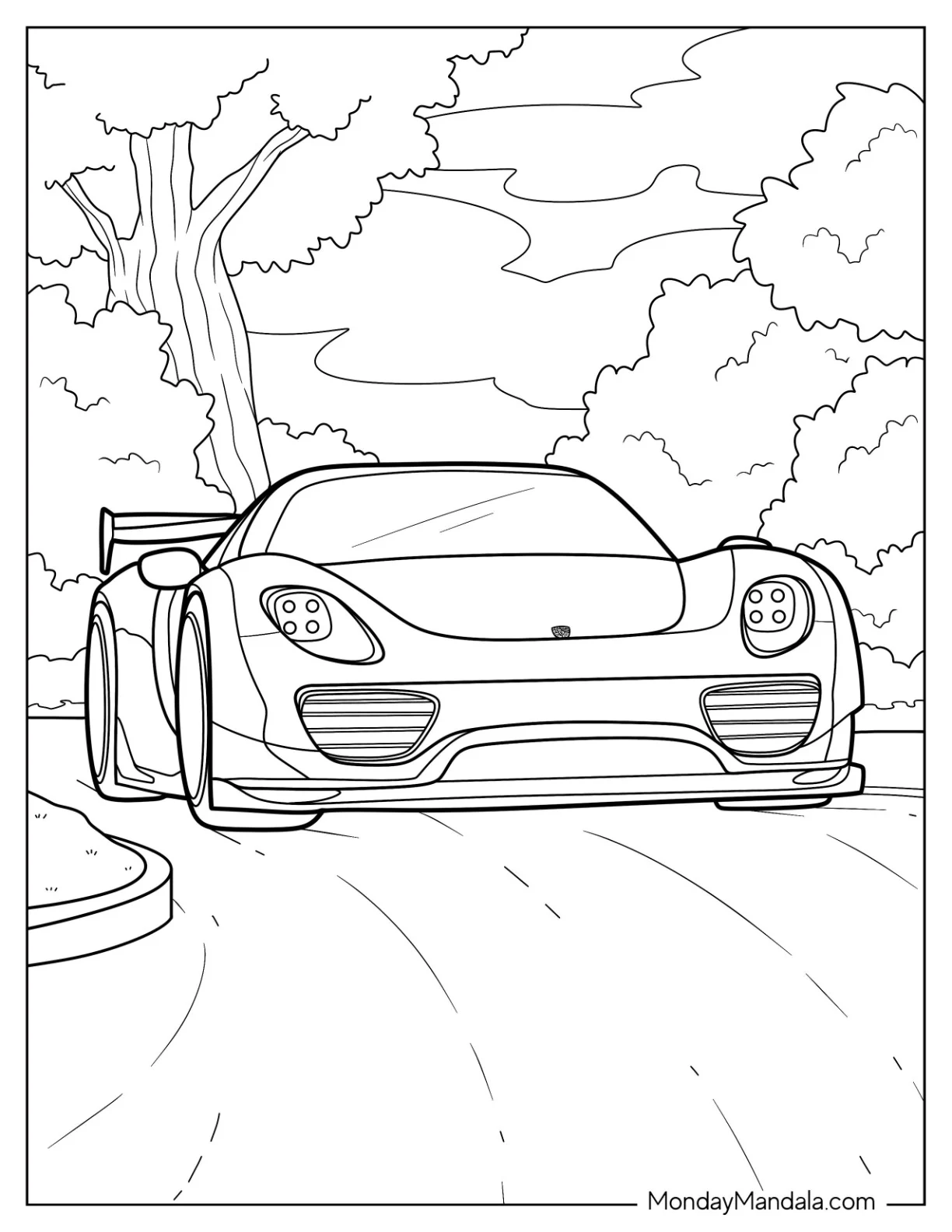 Porsche Coloring Page 918 Spyder On The Road coloring page