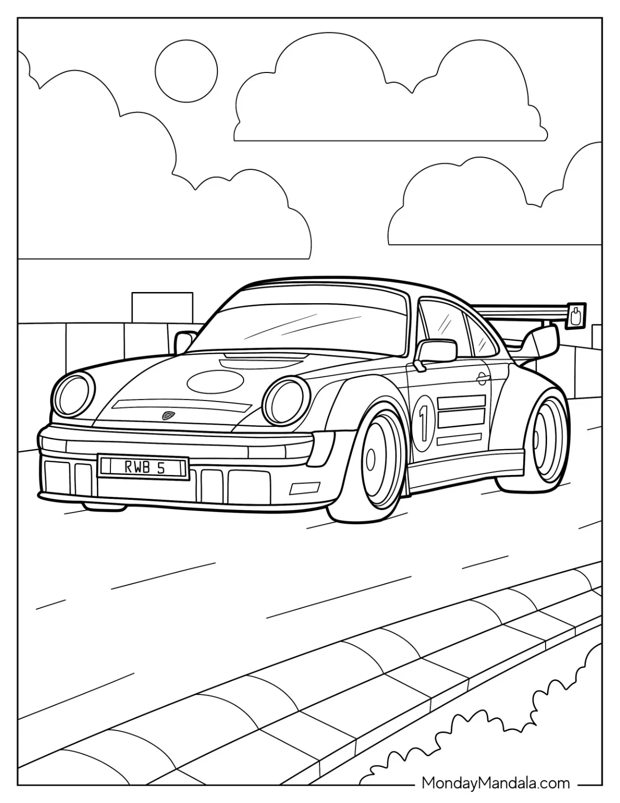 Porsche Coloring Page 930 Driving On Road coloring page