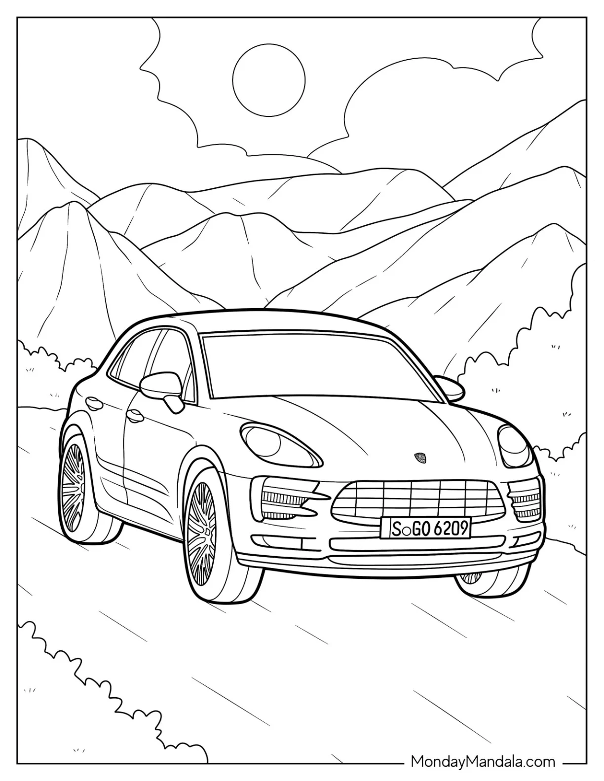 Porsche Coloring Page Macan Off Roading coloring page