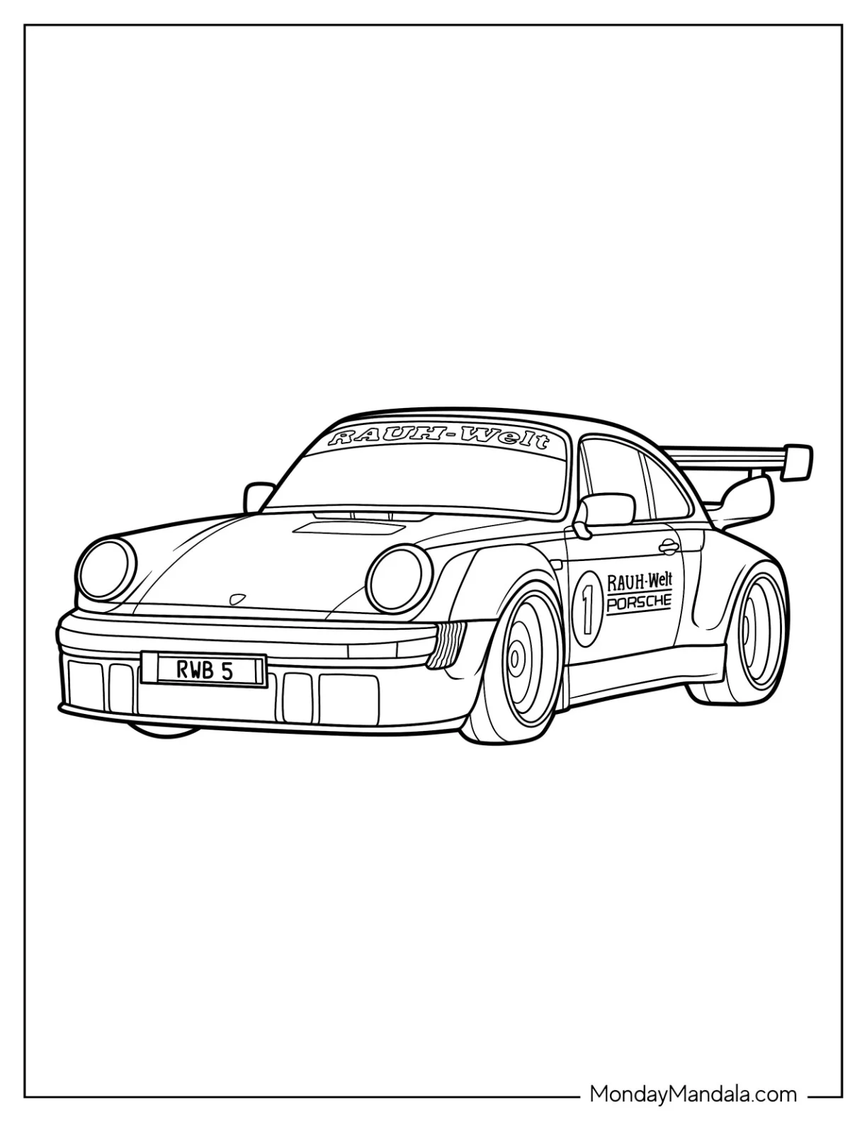 Simple Outline Of Solido Porsche Coloring Page coloring page