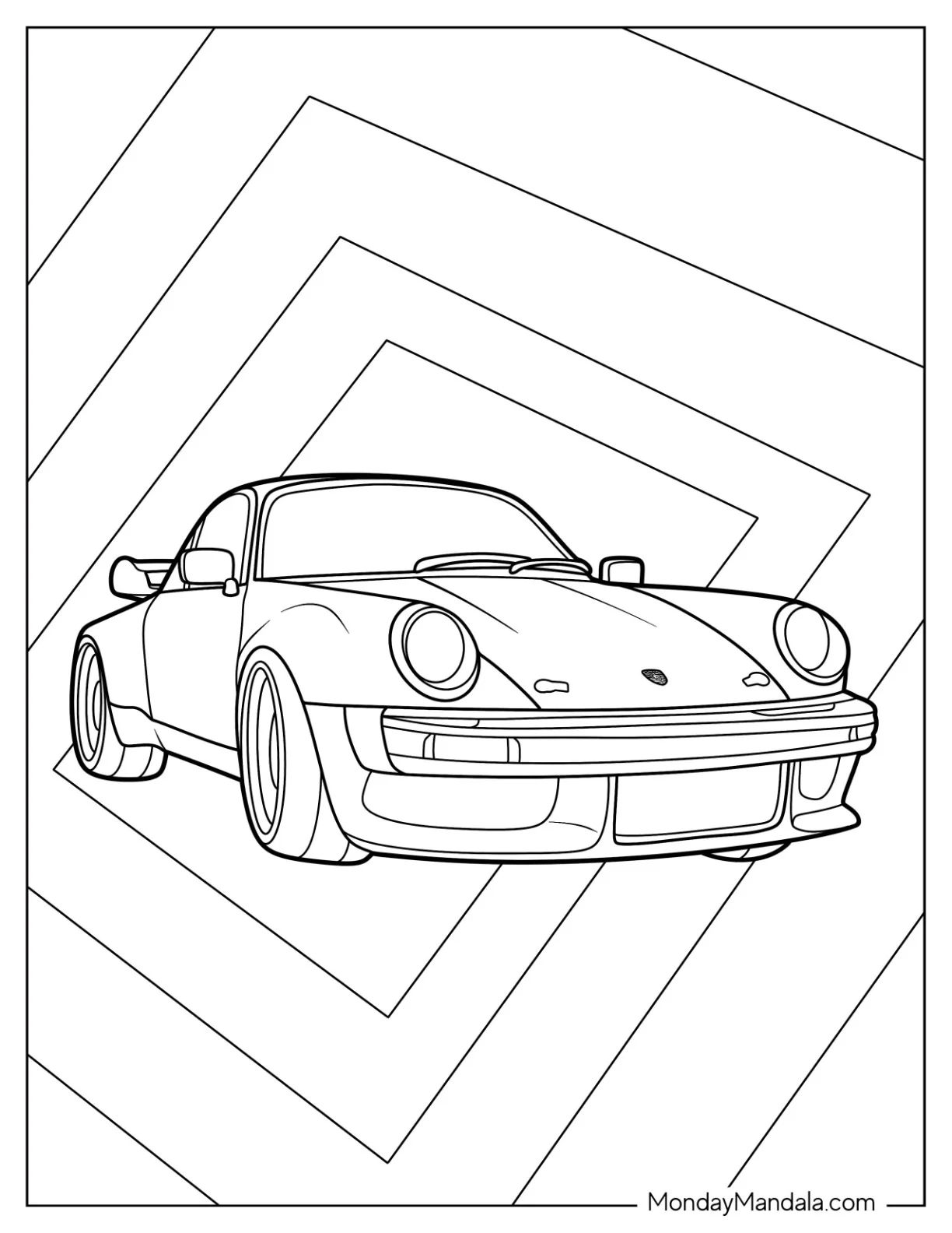 Simple Porsche Coloring Page 911 Turbo For Kids coloring page