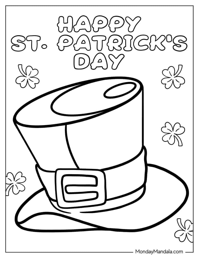 Celebratory Happy St Patrick_s Day Coloring Page coloring page — printable line art