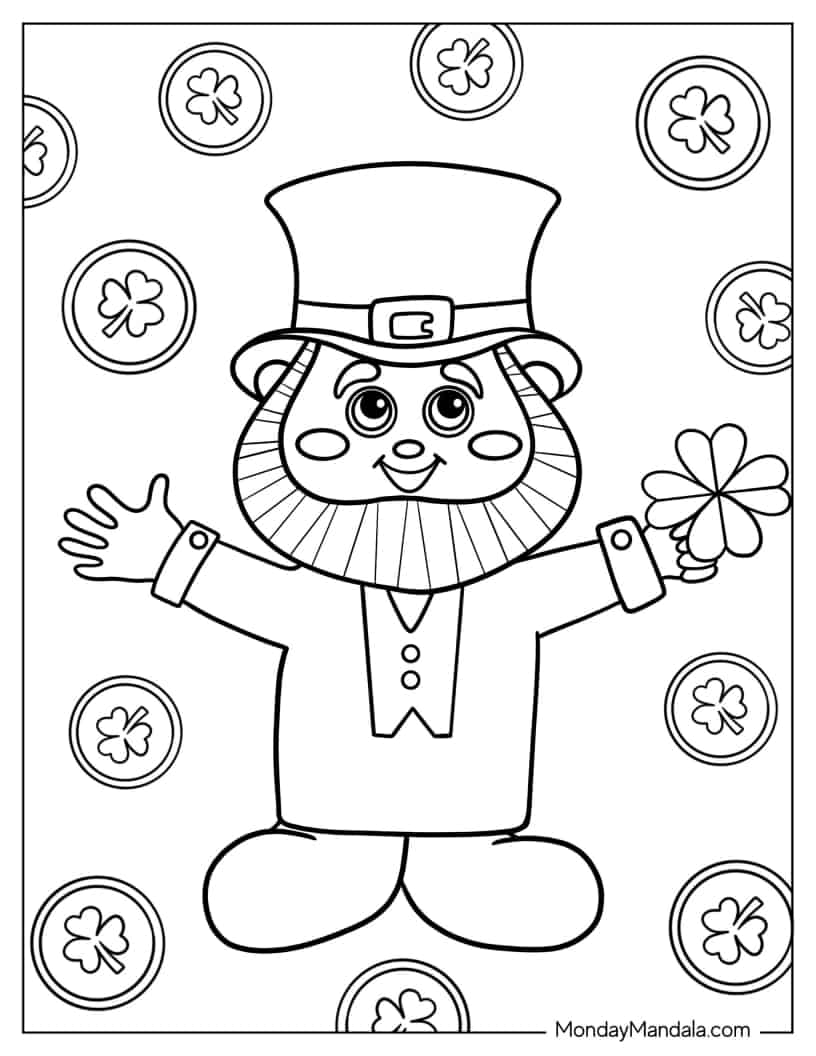 Coloring Page Of Kawaii Leprechaun coloring page — printable line art