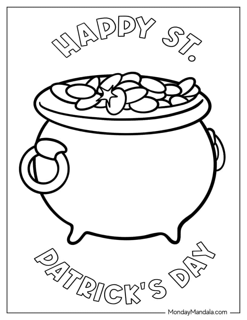 Coloring Sheet Of St Patrick_s Pot Of Gold coloring page