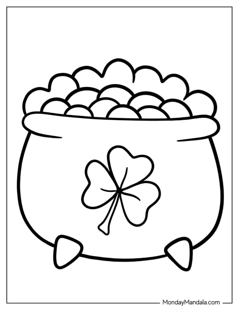 Large Pot Of Gold To Color coloring page