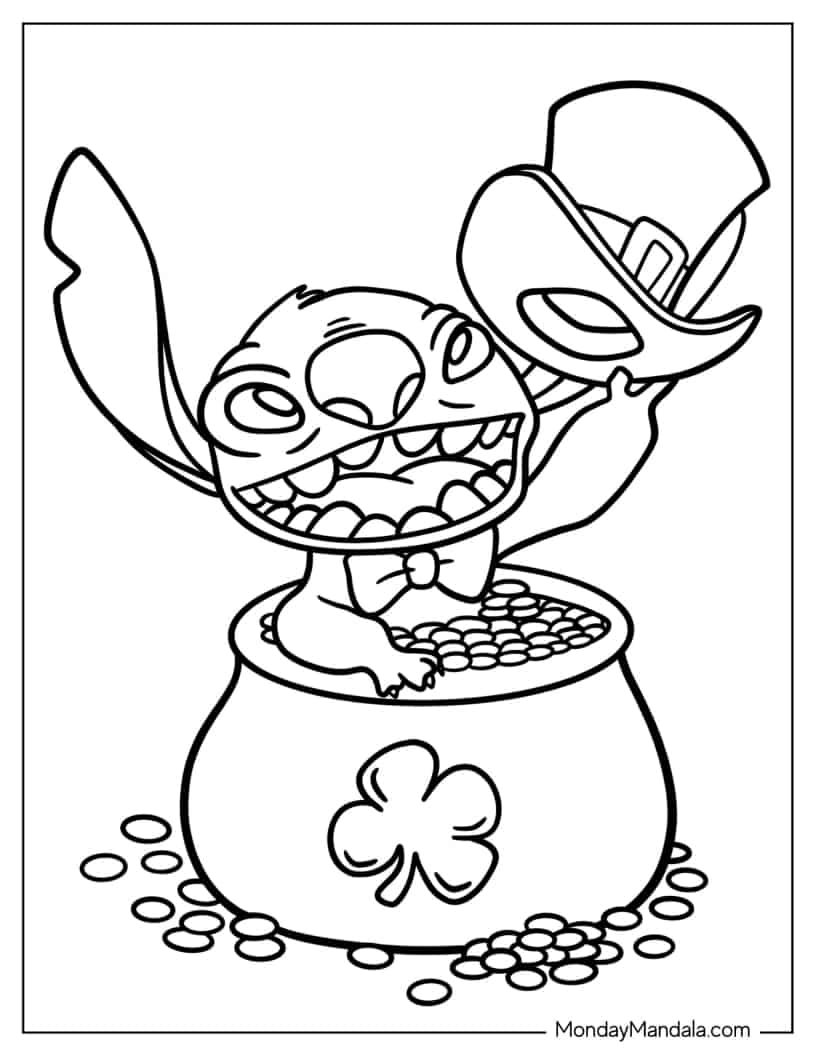 Lilo And Stitch Themed St Patrick_s Day Coloring Sheet coloring page
