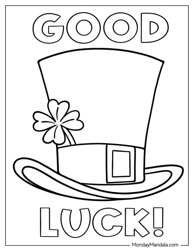 Lucky St Patrick_s Day Hat To Color coloring page