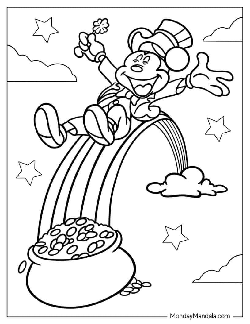 Mickey Mouse St Patrick_s Day Coloring Page For Kids coloring page