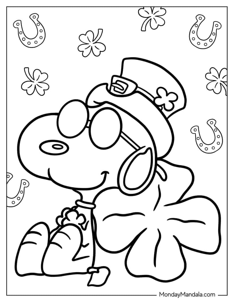 Snoopy Themed St Patrick_s Day Coloring Sheet coloring page