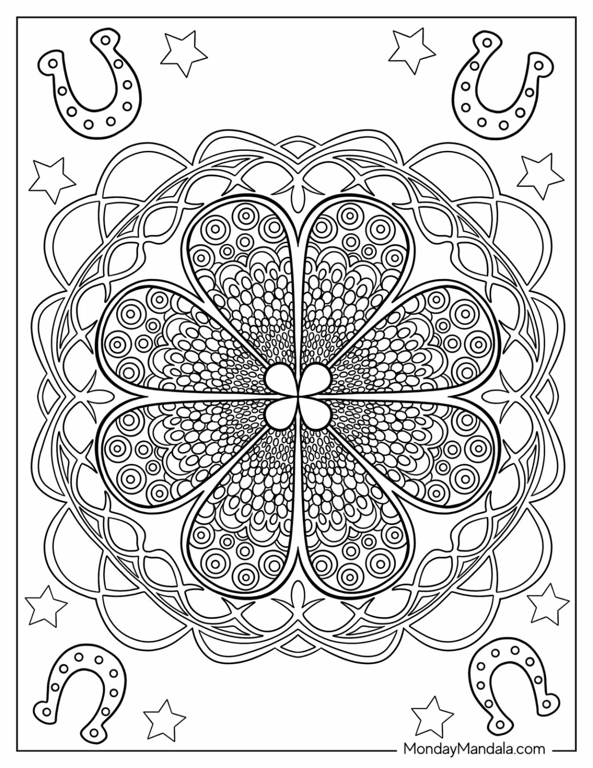 St. Patrick's Day Coloring Page Intricate Clover Mandala coloring page