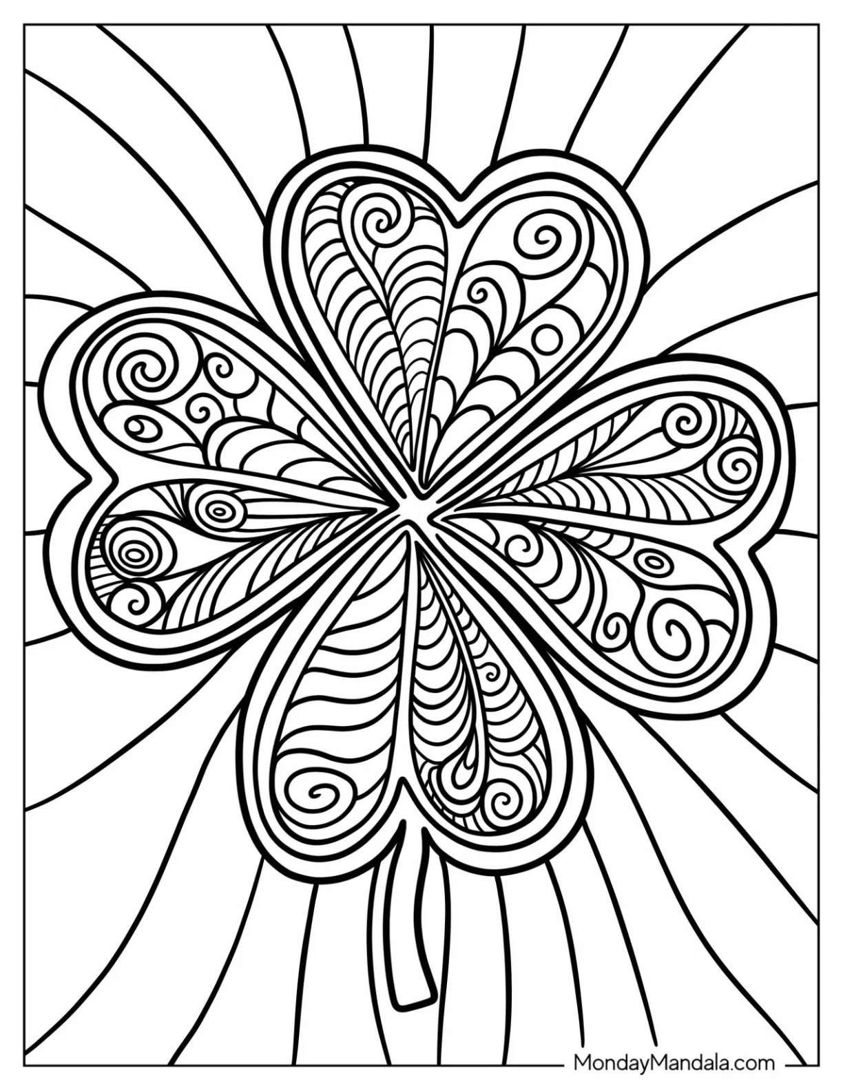 St. Patrick's Day Coloring Page Of Pretty Clover Mandala coloring page
