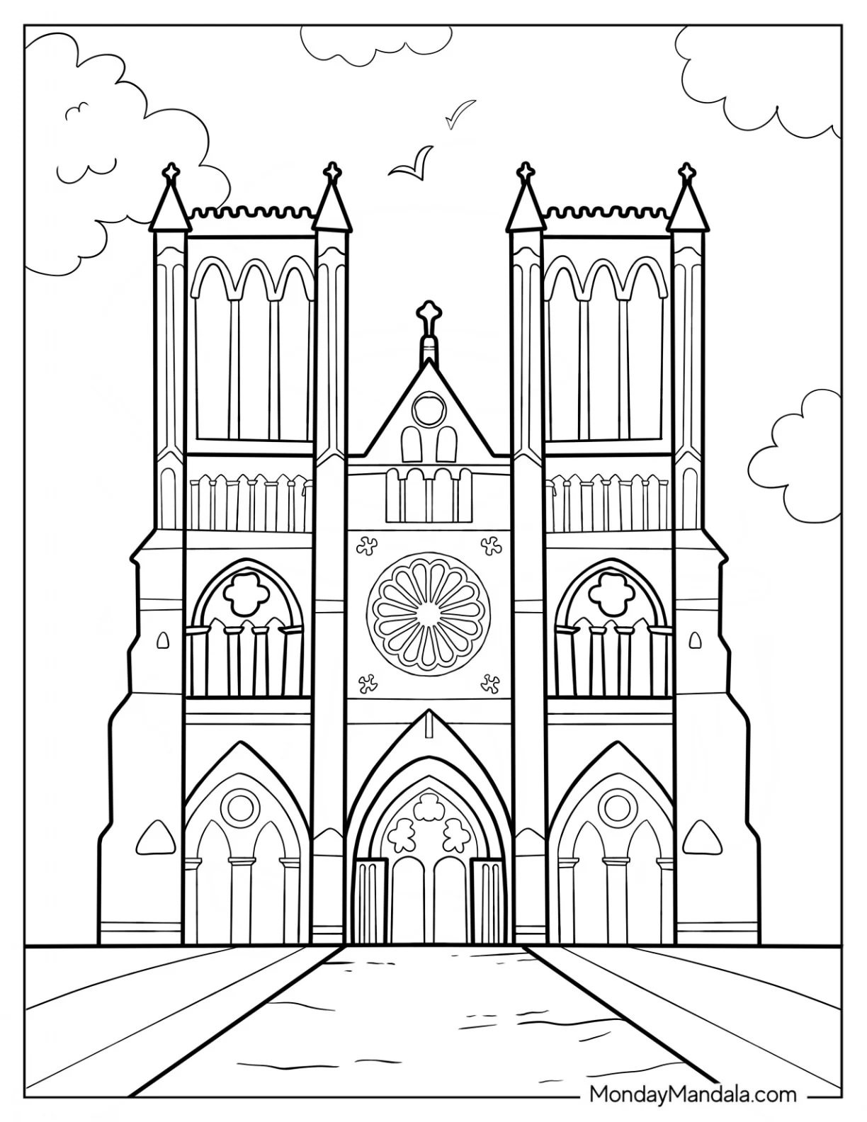 Church Coloring Page Of Notre Dame Cathedral coloring page