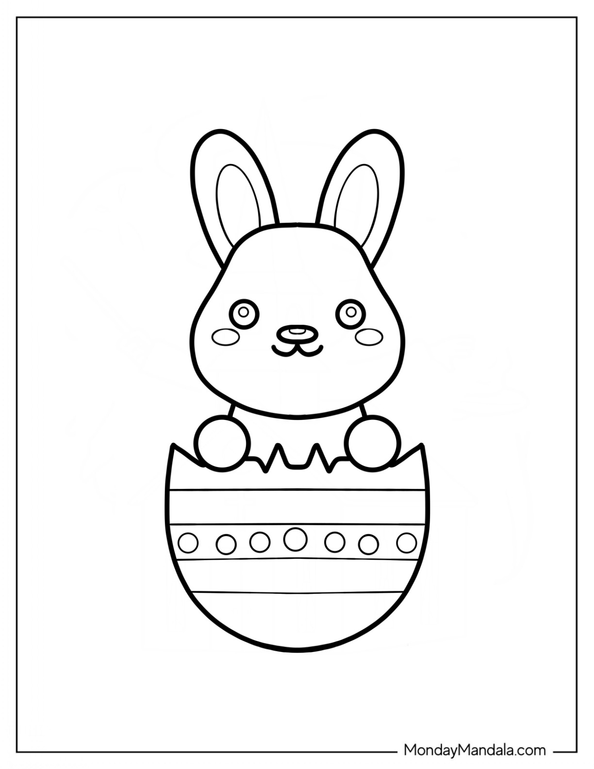 Easter Coloring Page Of Cute Easter Bunny Coming Out Of Egg coloring page