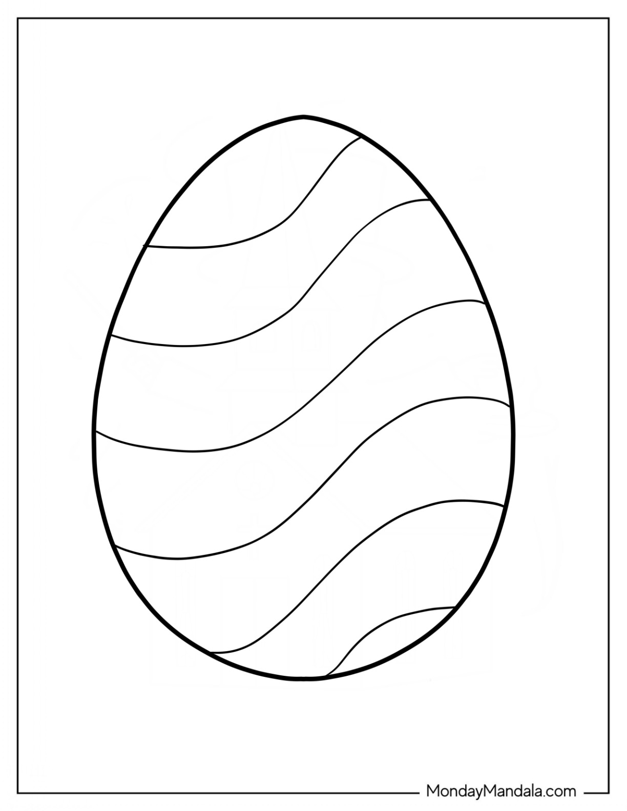Easter Coloring Page Of  Easter Egg Outline With Wavy Design coloring page