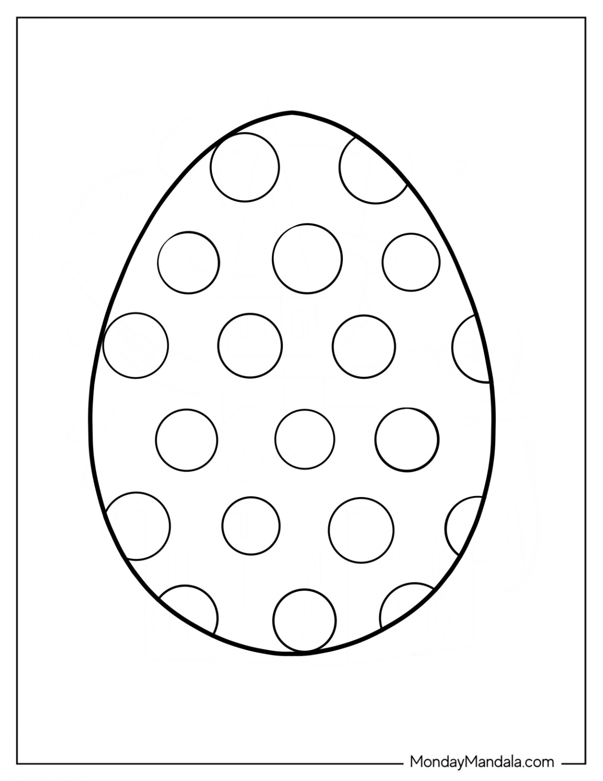 Easter Coloring Page Of  Polka Dot Easter Egg coloring page