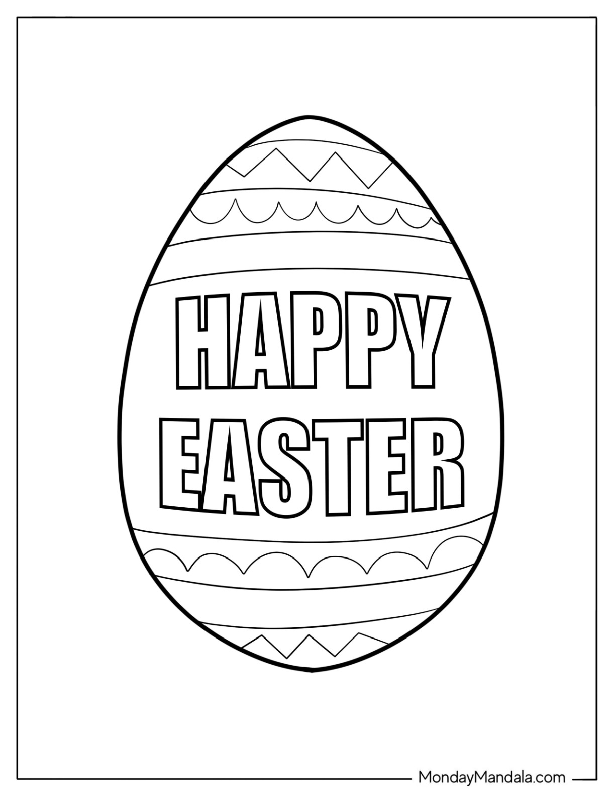Egg With Happy Easter Coloring Page Words For Kids coloring page