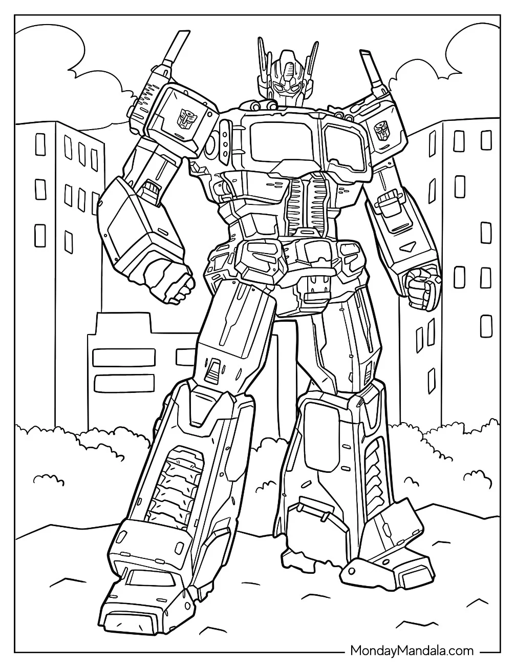 Angry Optimus Prime Coloring Page coloring page