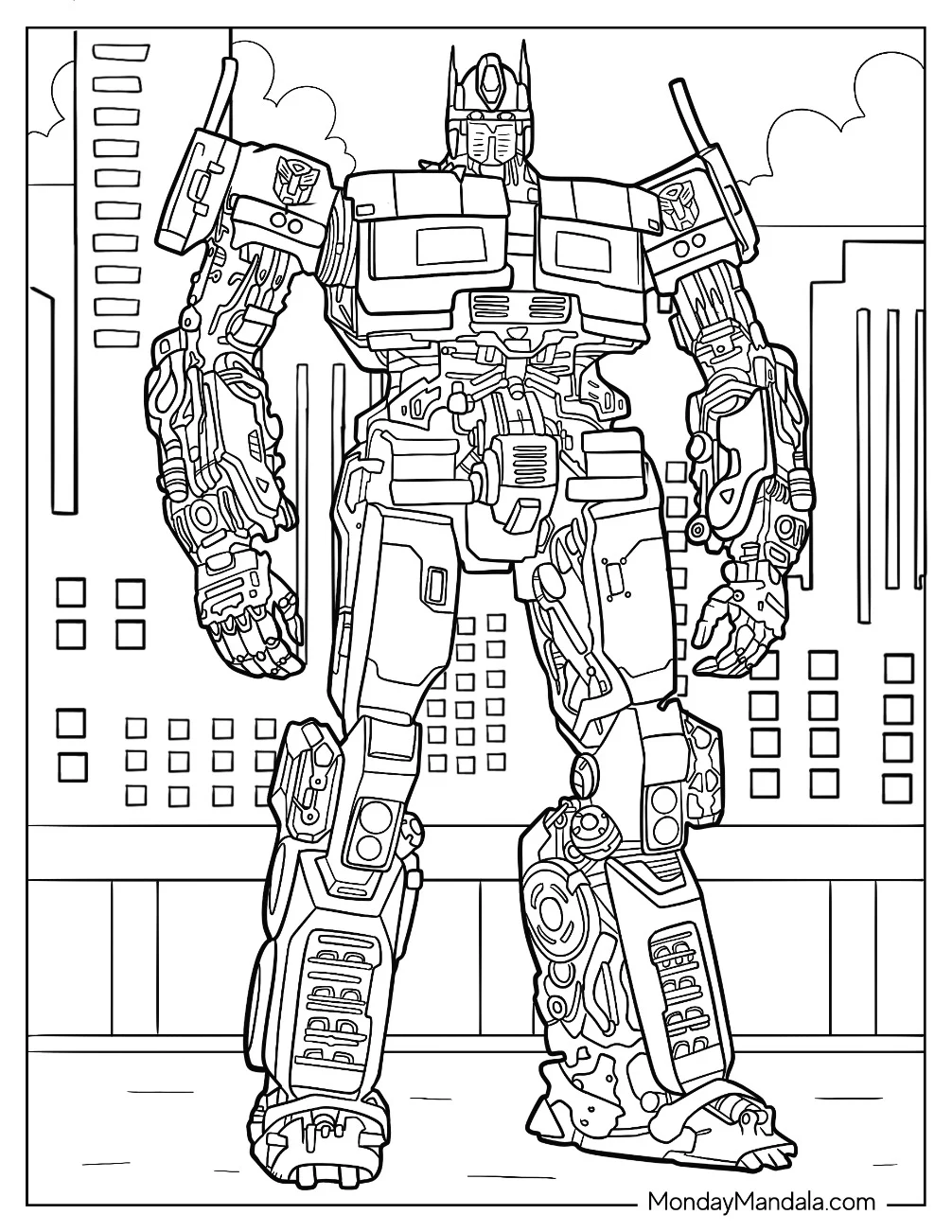 Complex Optimus Prime Coloring Page Autobot Form coloring page