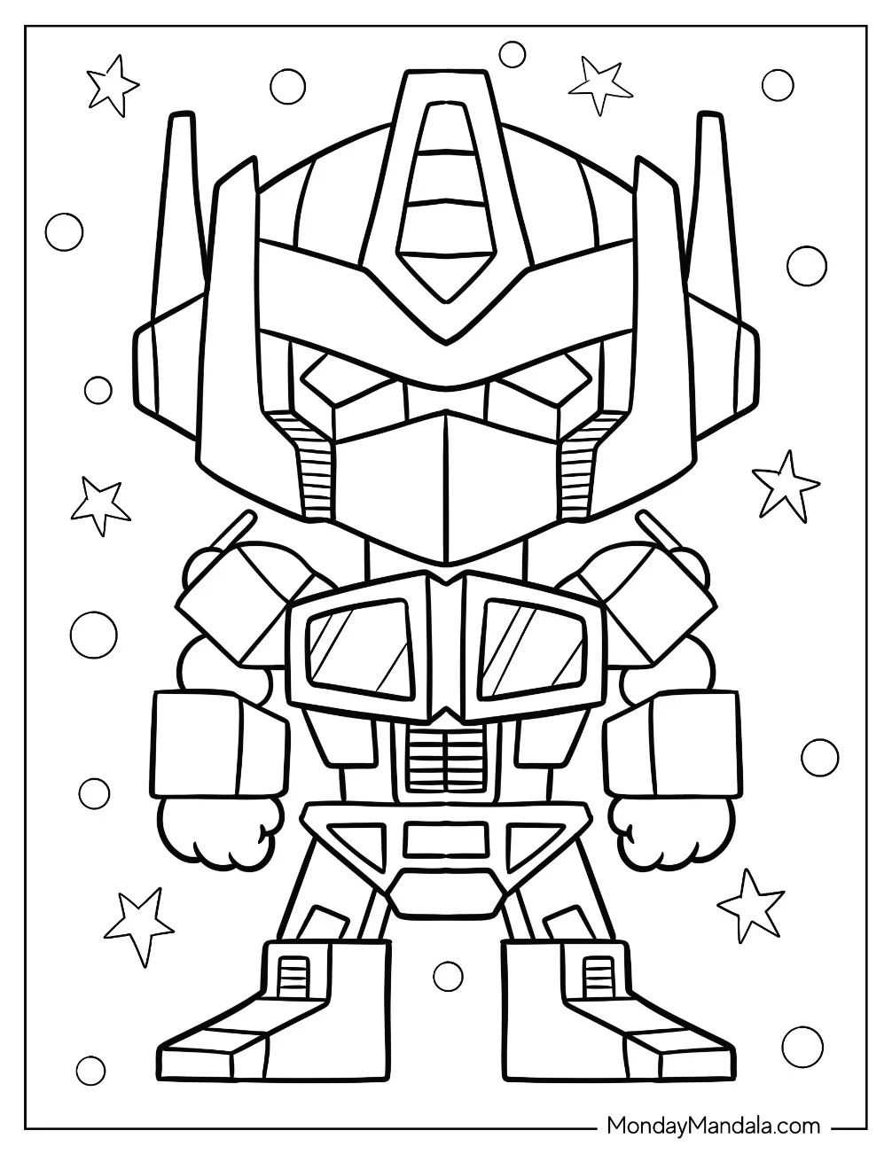 Easy Optimus Prime Coloring Page Outline For Preschoolers coloring page