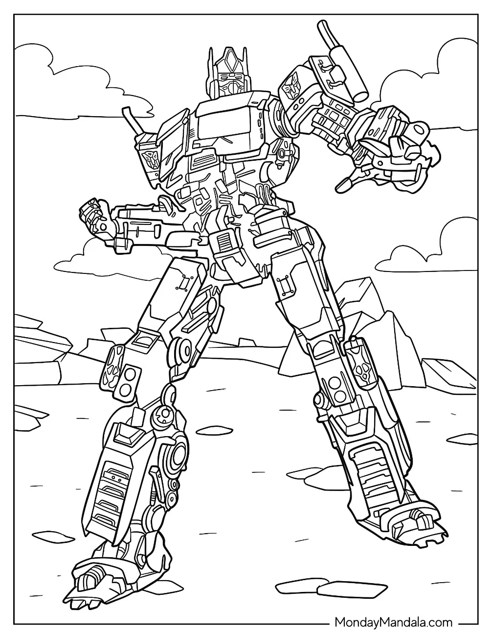 Intricate Outline Of Optimus Prime Coloring Page coloring page