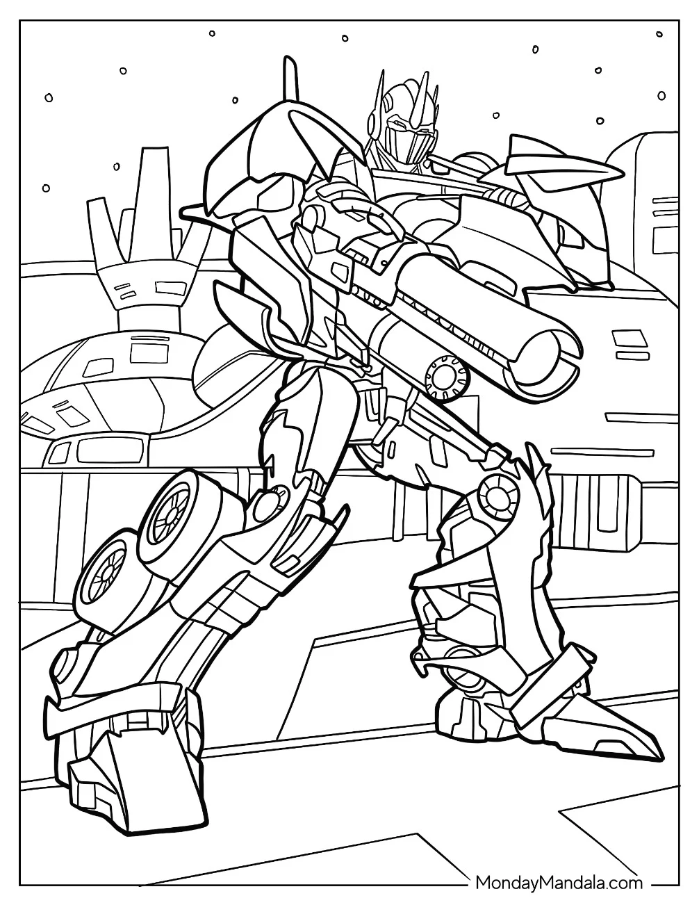 Optimus Prime Coloring Page In Planet Cybertron coloring page