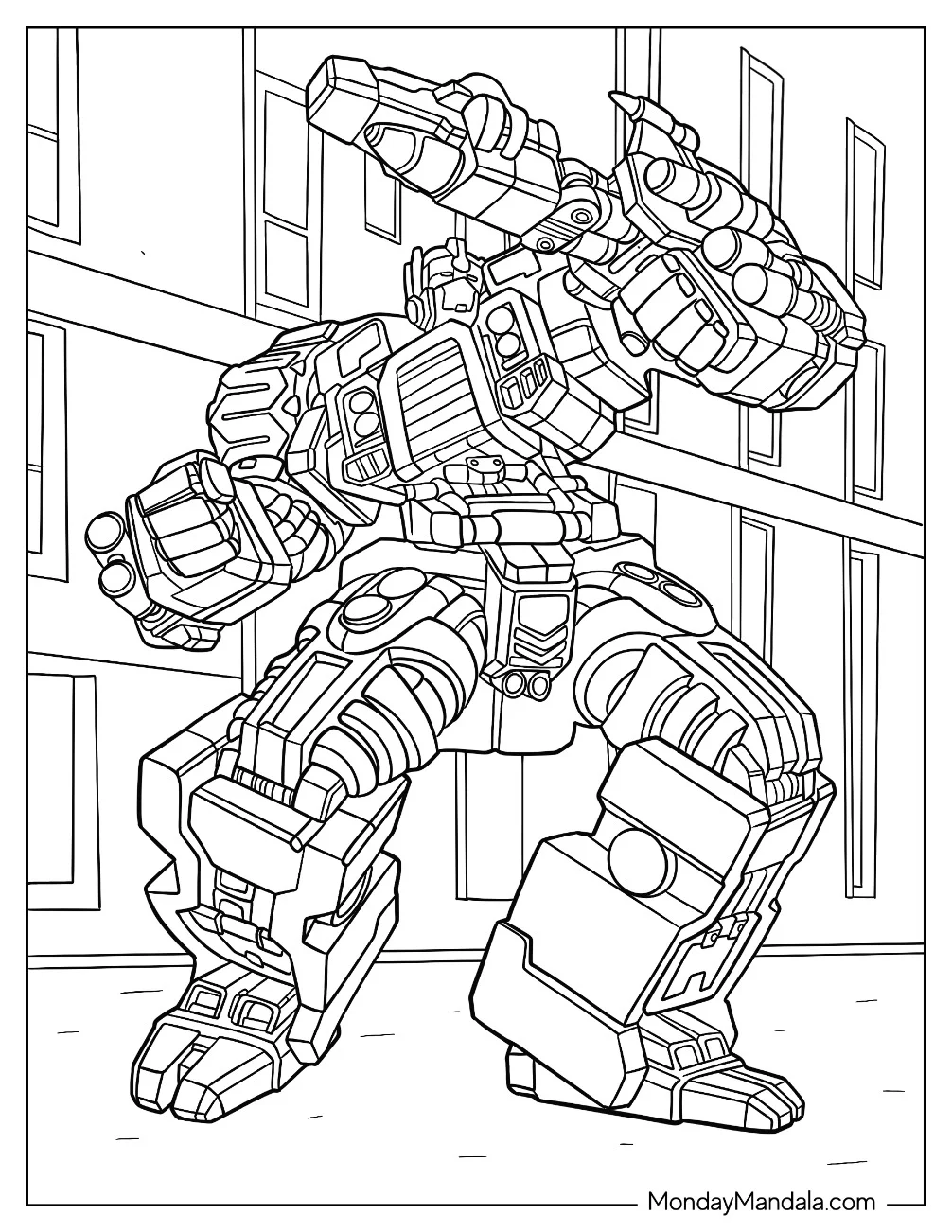 Optimus Prime Coloring Page Using Ion Blaster In Battle coloring page