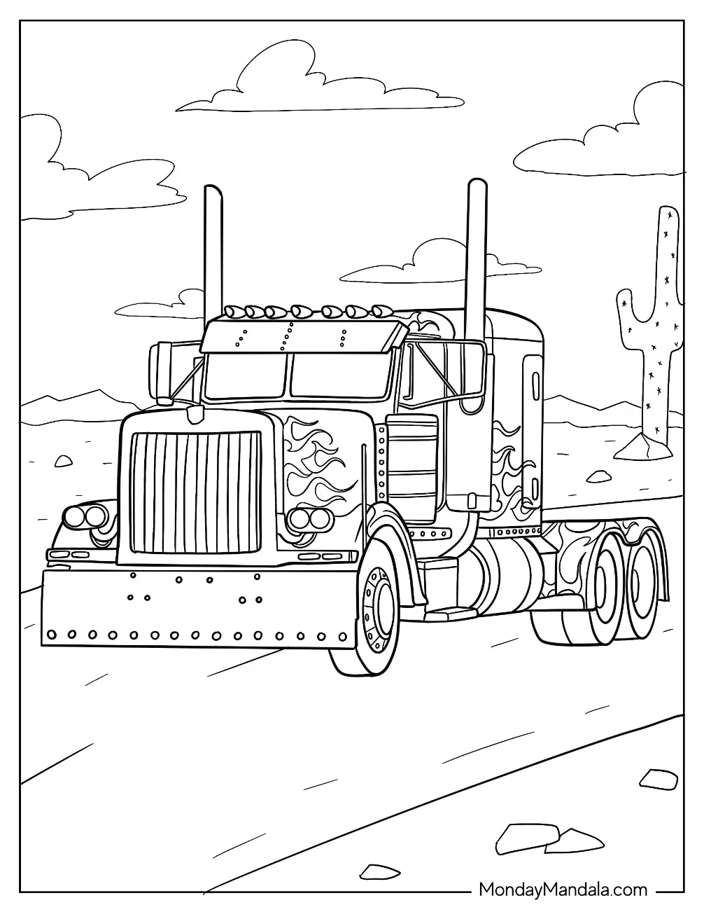 Realistic Optimus Prime Coloring Page Truck Form coloring page