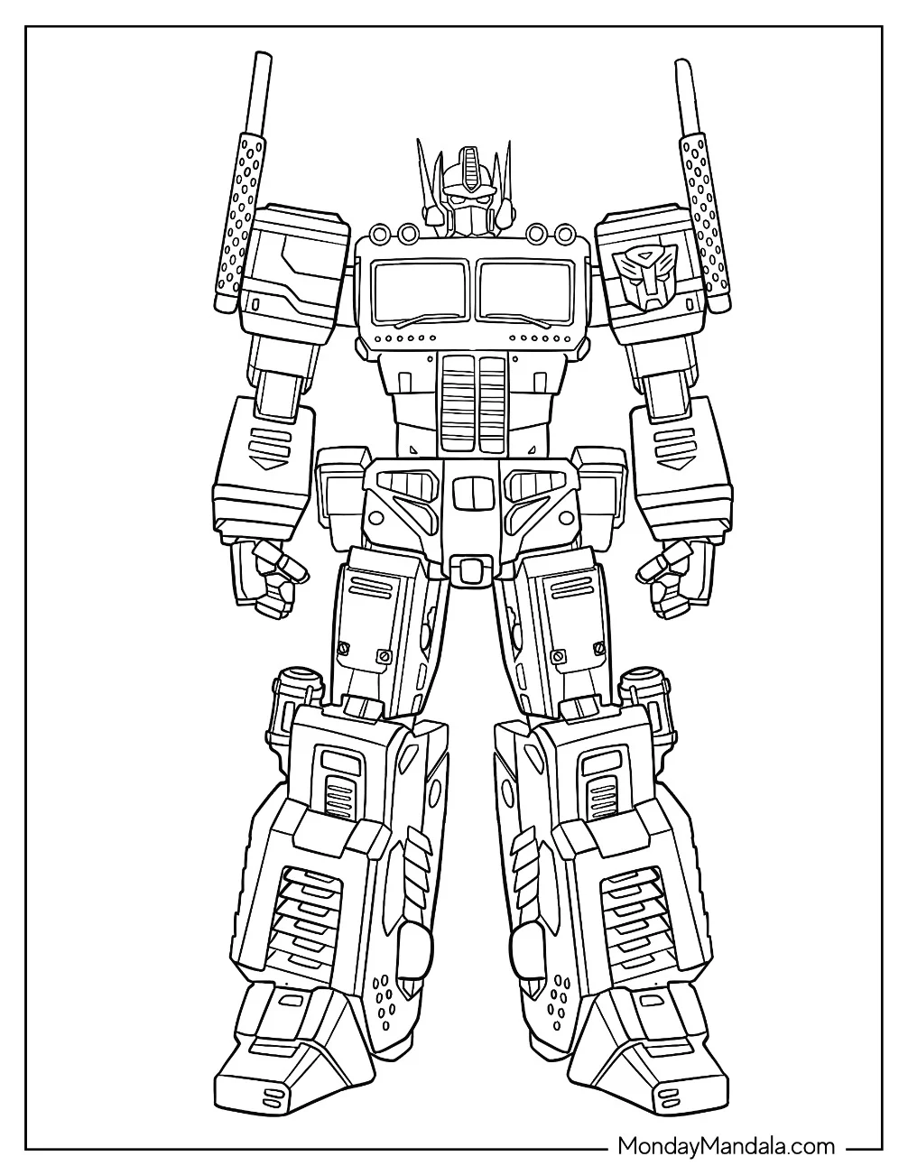 Simple Optimus Prime Coloring Page Outline coloring page