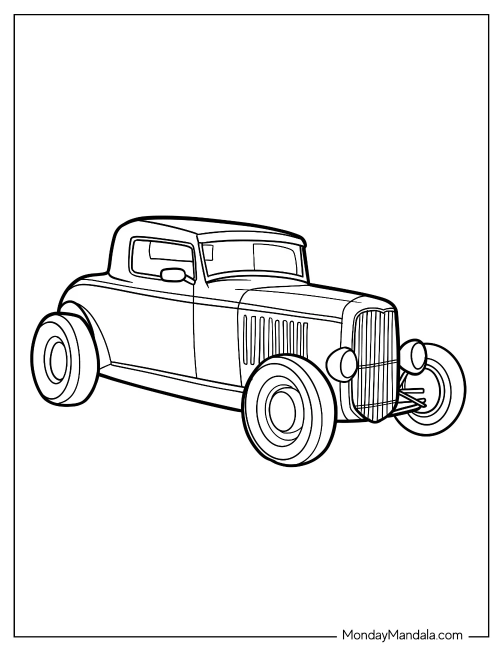Simple Iconic Deuce Coupe Hot Rod Coloring Page Car for Kids coloring page