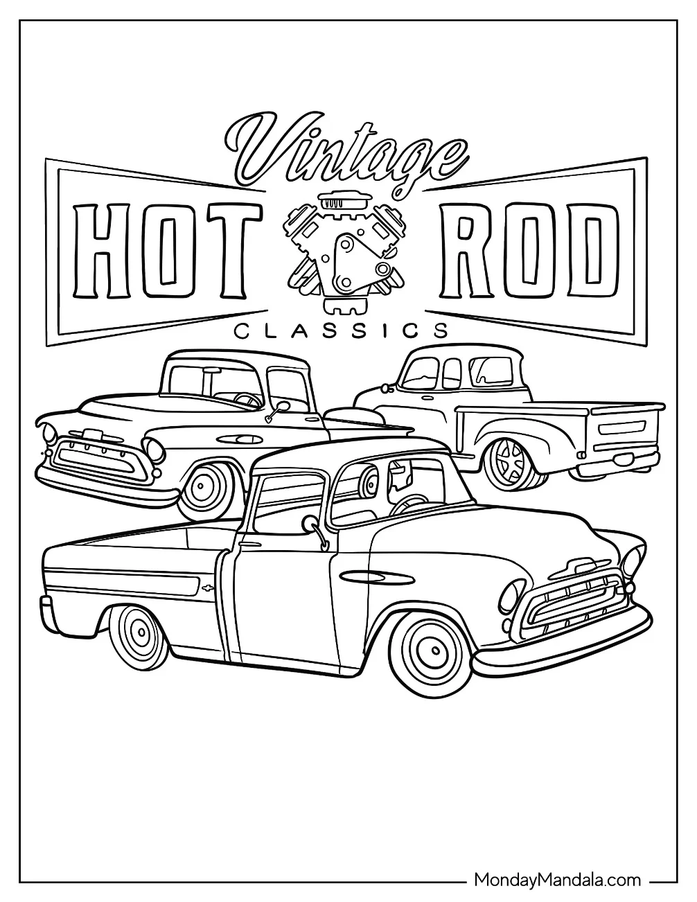 Vintage Hot Rod Coloring Page Classics coloring page