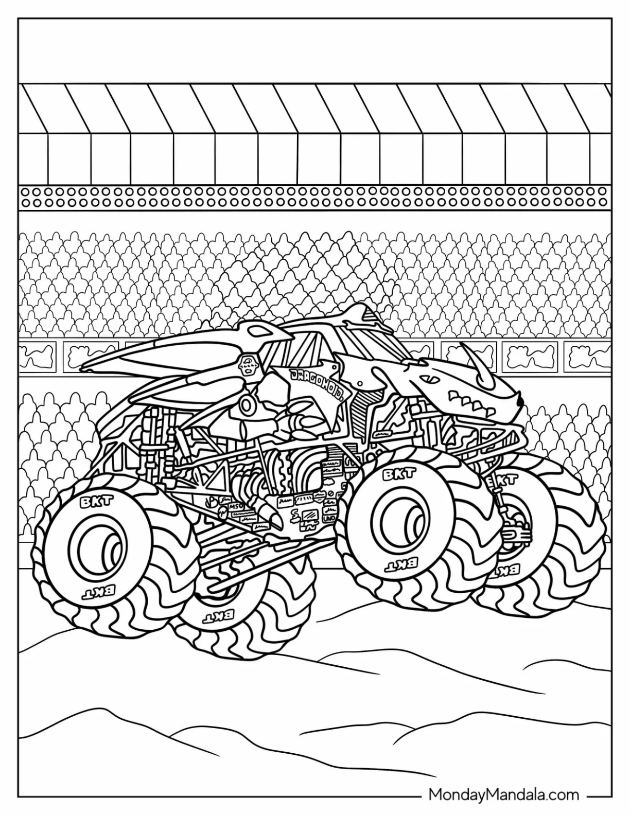 Monster Jam Coloring Page Of Detailed Dragonoid Truck coloring page — printable line art