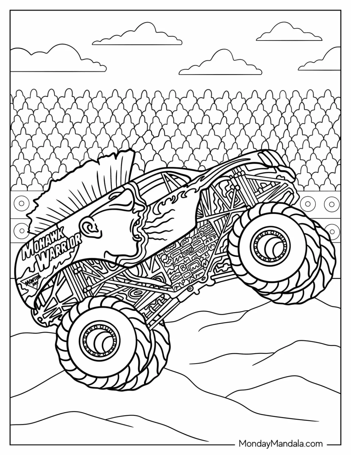 Monster Jam Coloring Page Of Mohawk Warrior Truck coloring page