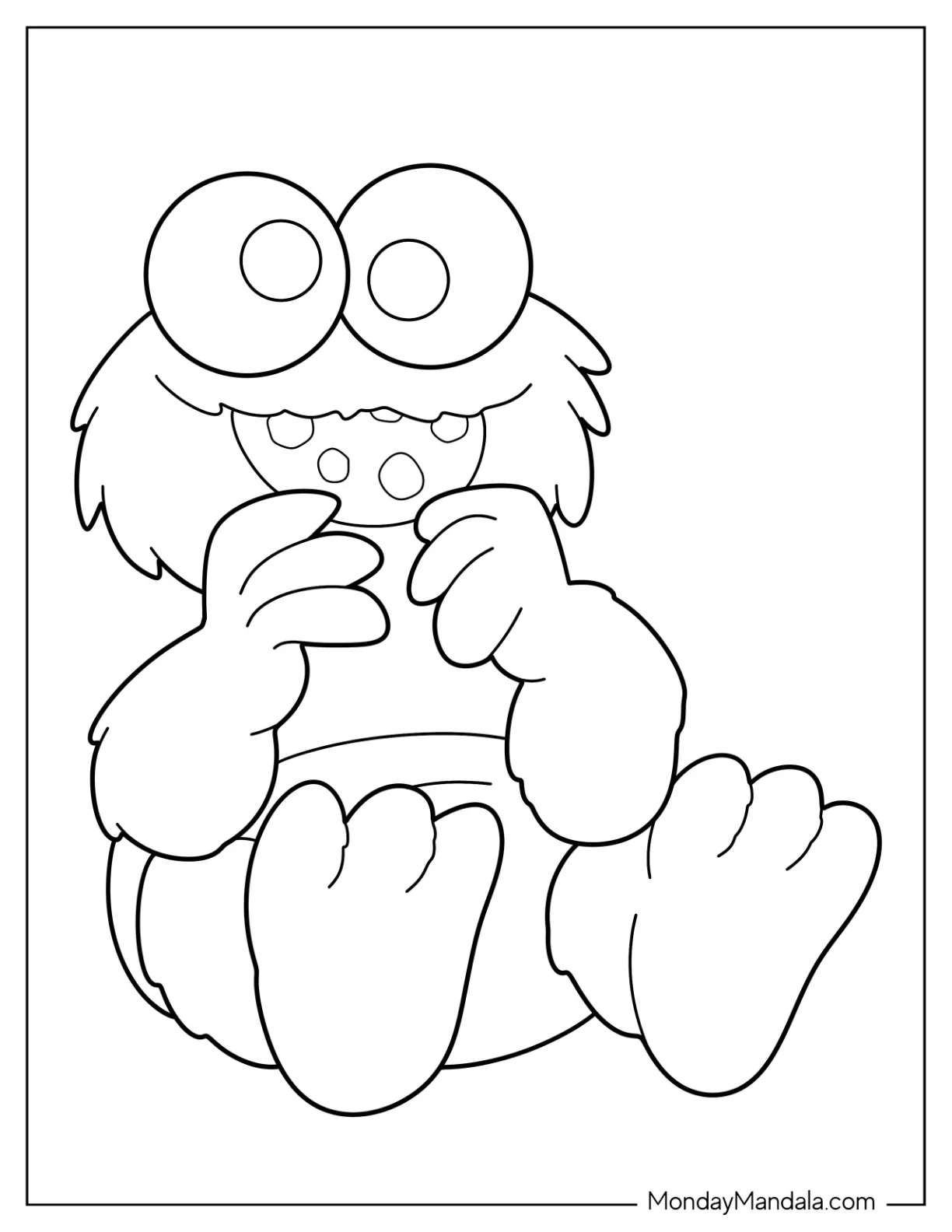 BabyCookie Monster Coloring Page Eating Cookies For Preschoolers coloring page