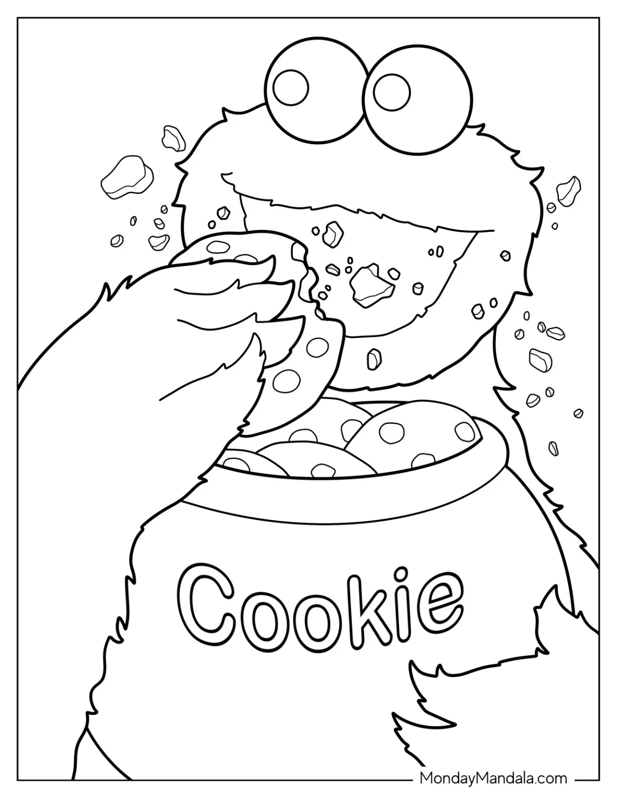 Cookie Monster Coloring Page Eating Cookie From Jar coloring page