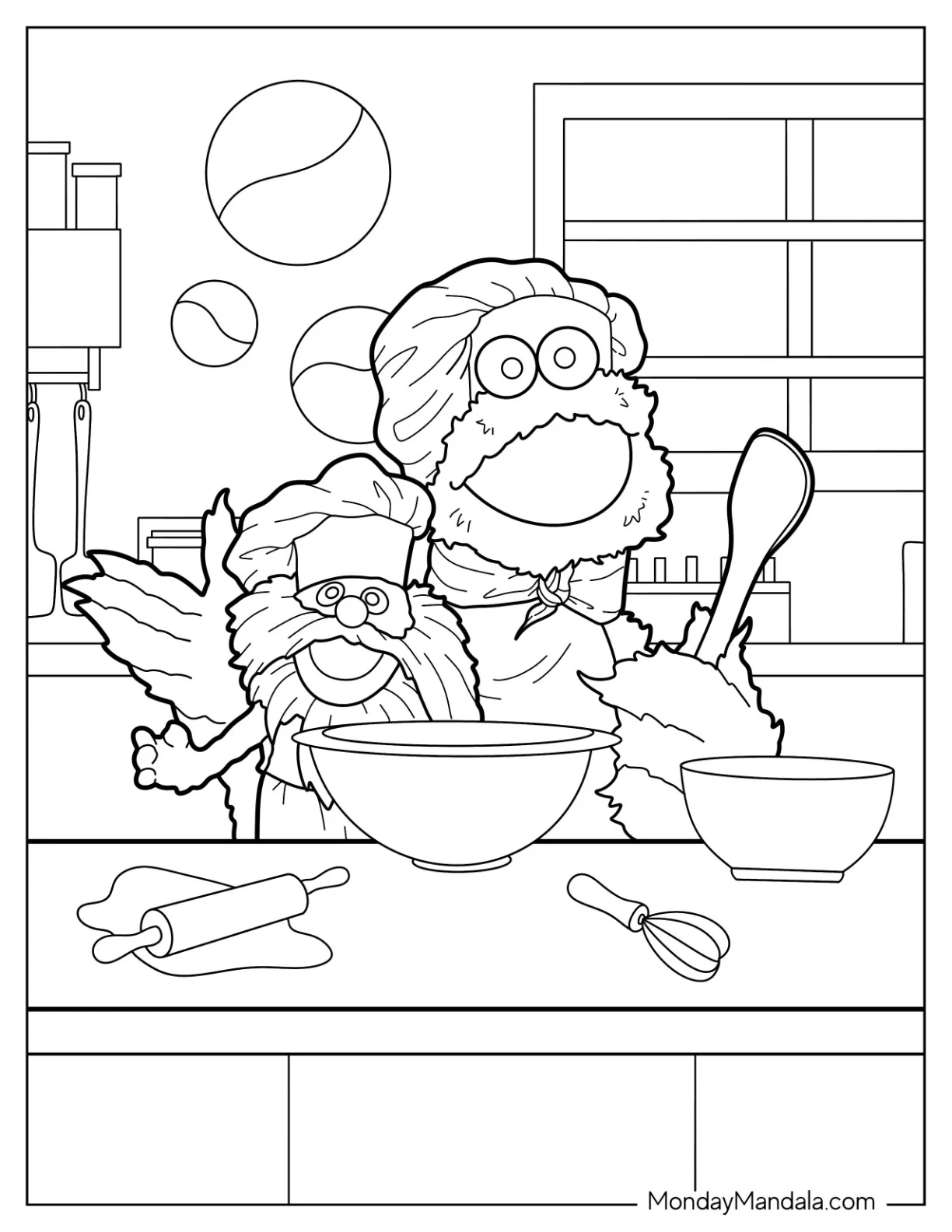 Realistic Cookie Monster Coloring Page Baking With Gonger coloring page