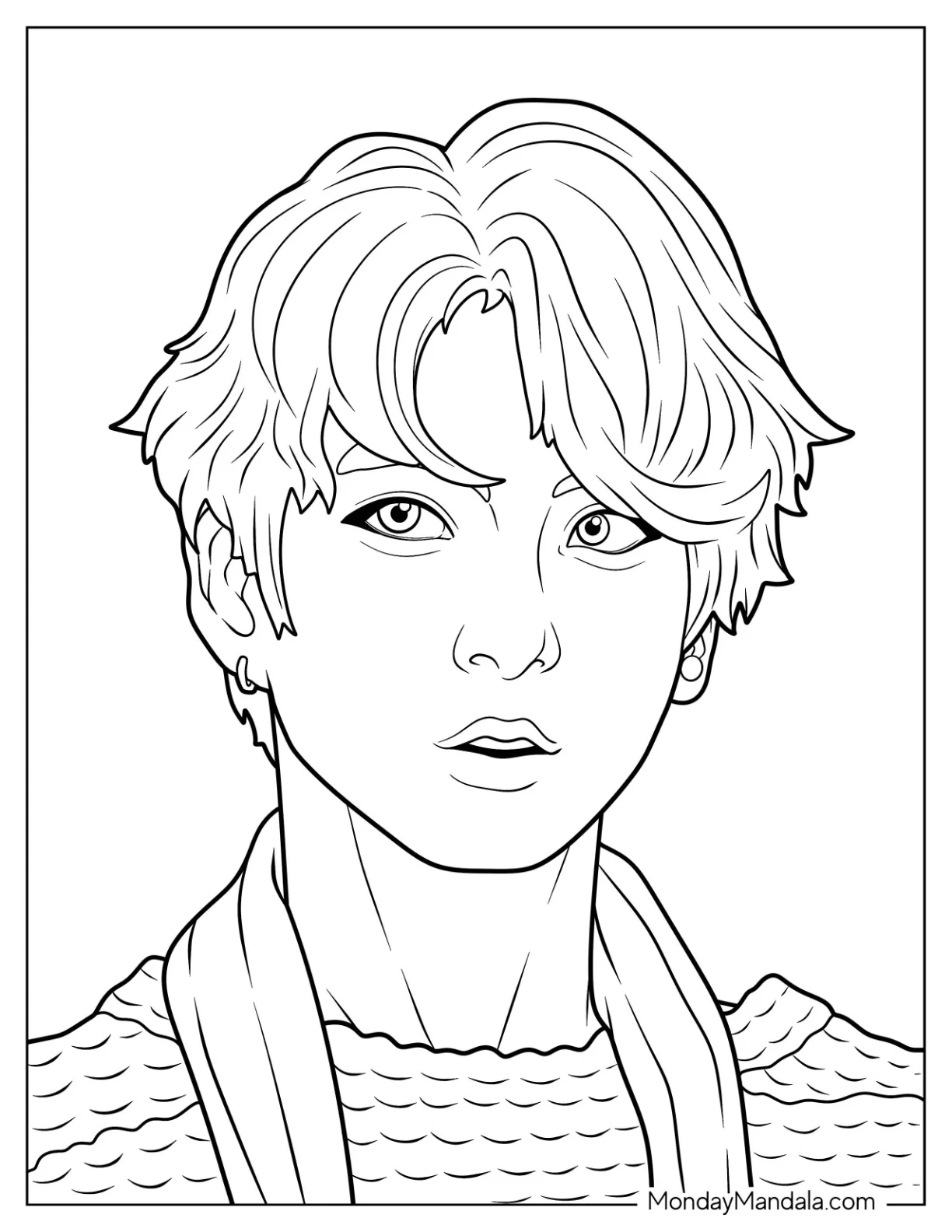 BTS Coloring Page Of Realistic Jungkook Portrait coloring page