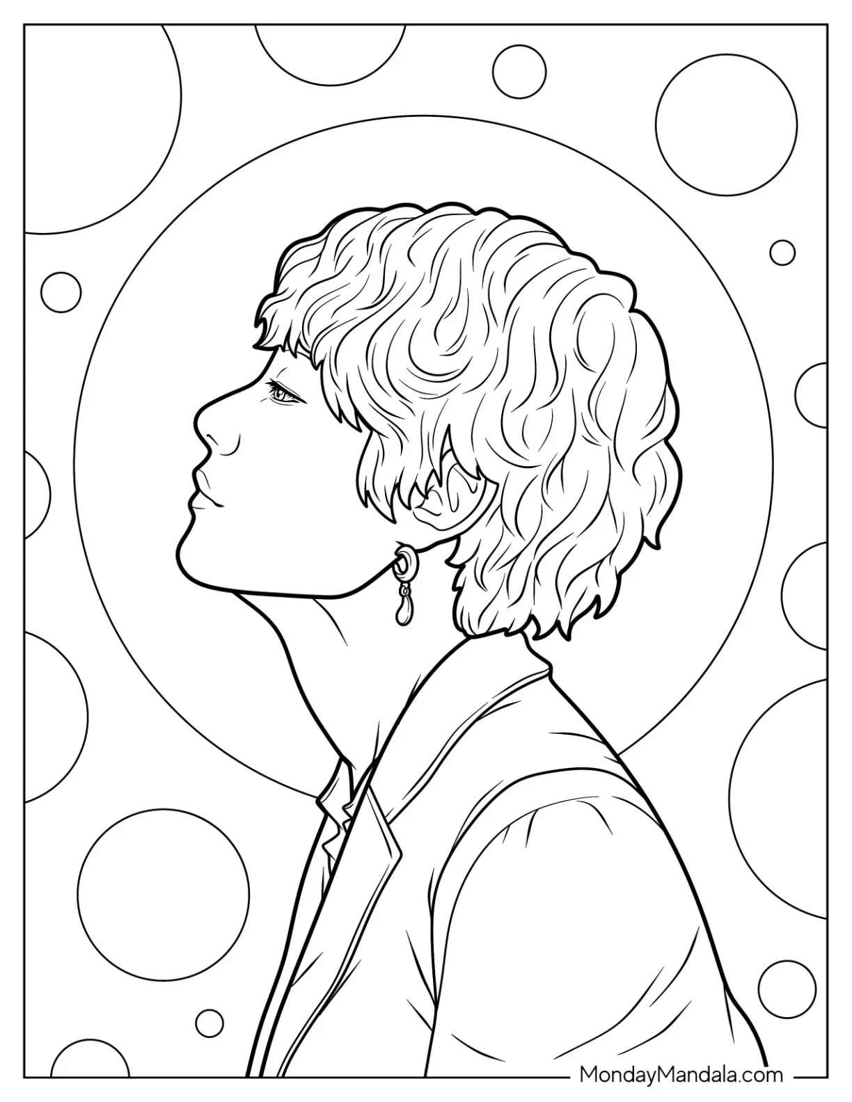 BTS Coloring Page Side View Of V Kim Taeyhyung coloring page