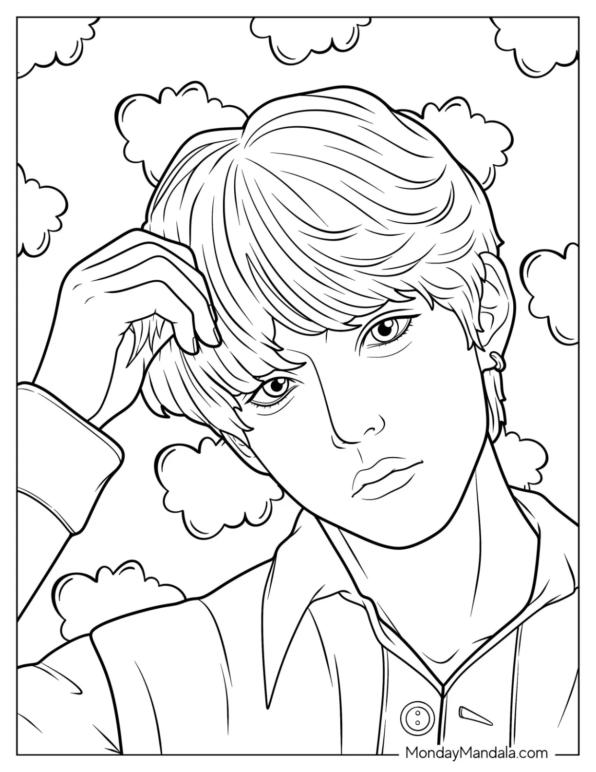Realistic BTS Coloring Page Of V Kim Tae hyung coloring page