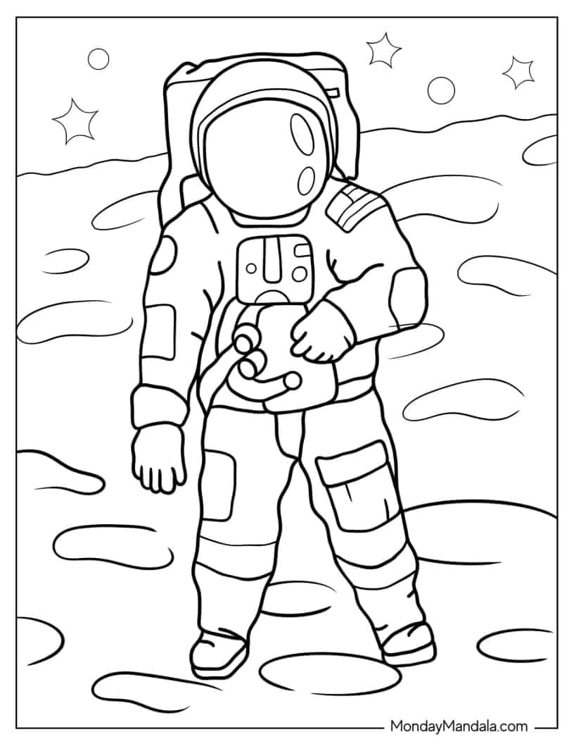 Astronaut Doing a Moon Walk coloring page