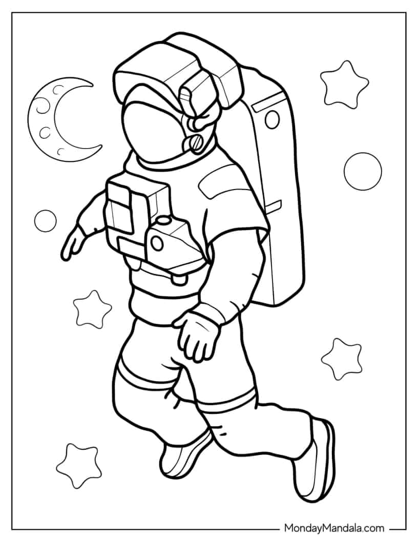 Astronaut Doing a Space Walk coloring page