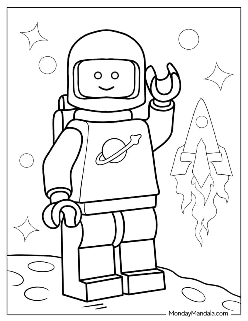Coloring Page Of a Lego Astronaut coloring page — printable line art