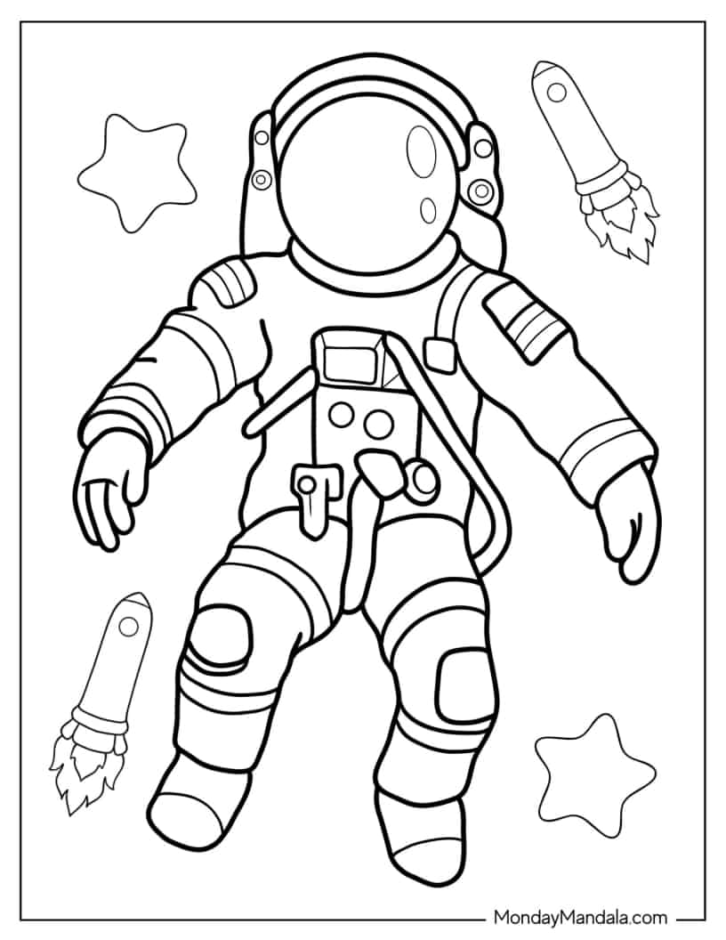 Coloring Page Of Astronaut With Large Space Suit coloring page